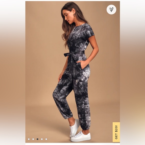 Lulus On a Road Trip Navy Blue Tie-Dye Short Sleeve Jumpsuit - Picture 3 of 10